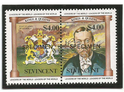 ST VINCENT (GRENADINES) - "SPECIMEN" LEADERS of the WORLD 1984 - 4$ MINI SHEET of 2 STAMPS (UM)