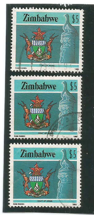ZIMBABWE - DEFF. - LOT of 3 5$ STAMPS in F/USED