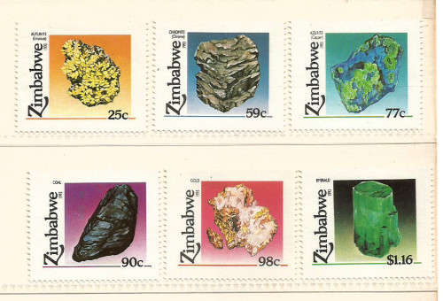 ZIMBABWE - SG844/849 - 1993 "MINERALS" - COMPLETE SET OF 6 STAMPS U/MINT