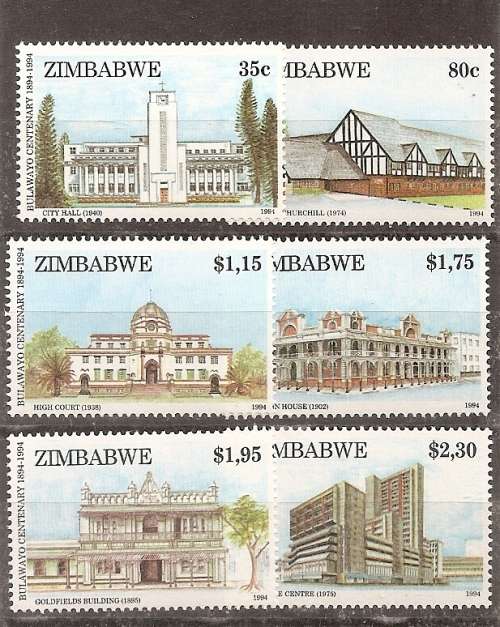 ZIMBABWE - SG870/875 - 1994 "BULUWAYO CENTENERY" COMPLETE SET OF 6 STAMPS U/MINT