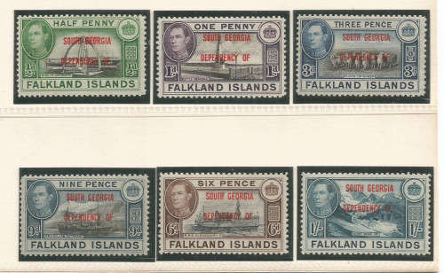 FALKLANDS ISLANDS - SOUTH GEORGIA DEP. - KGVI PART SET 6 VALUES STAMPS - (LMM)