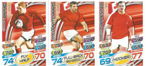 CANADA - TOPPS `RUGBY WORLD CUP 2015` - COMPLETE TEAM 3 `BASE` TRADING CARD SET