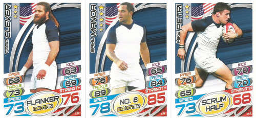 USA - TOPPS `RUGBY WORLD CUP 2015` - COMPLETE TEAM 3 `BASE` TRADING CARD SET