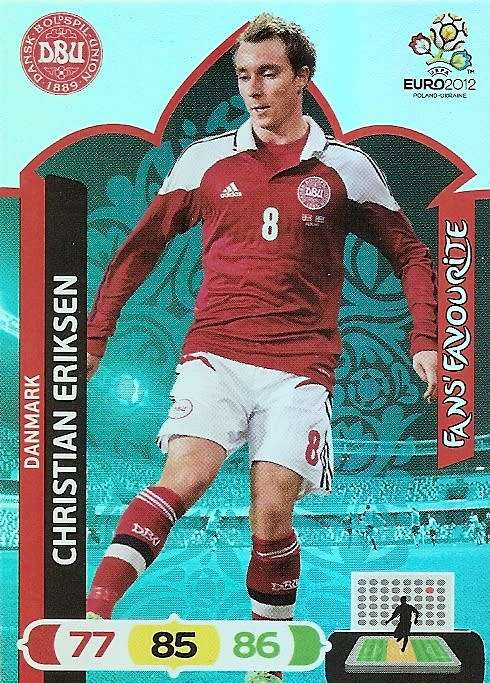 CHRISTIAN ERIKSEN - PANINI ADRENALYN EURO 2012 - "FANS FAVOURITE" TRADING CARD