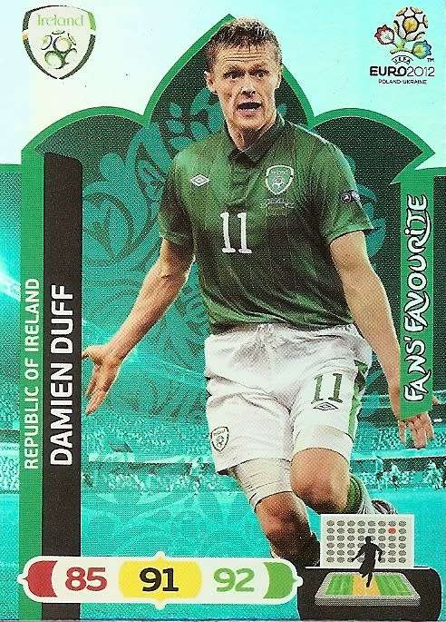 DAMIEN DUFF - PANINI ADRENALYN EURO 2012 - "FANS FAVOURITE" TRADING CARD