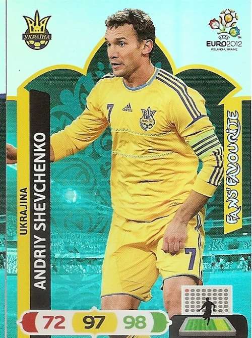 ANDRIY SHEVCHENKO - PANINI ADRENALYN EURO 2012 - "FANS FAVOURITE" TRADING CARD