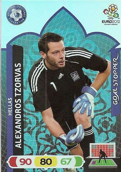 ALEXANDROS TZORVAS - PANINI ADRENALYN EURO 2012 - "GOAL STOPPER" TRADING CARD