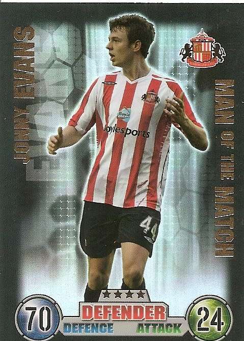JONNY EVANS - MATCH ATTAX EXTRA 2007/08 -  `MAN of the MATCH` TRADING CARD