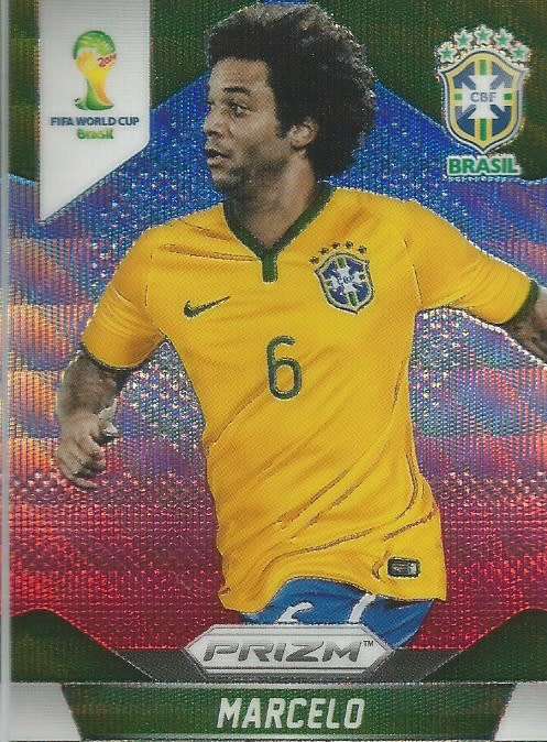 MARCELO  - WORLD CUP 2014 PANINI "PRIZM" - "BLUE/RED WAVE" "BASE " TRADING CARD 107