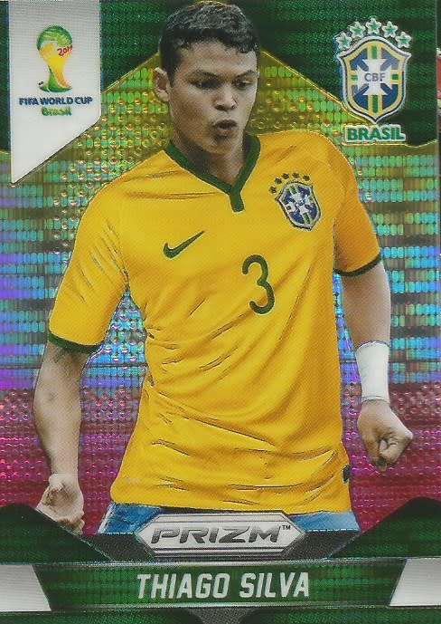 THIAGO SILVA  - WORLD CUP 2014 PANINI "PRIZM" - "YELLOW/RED PULSAR "BASE " CARD 108