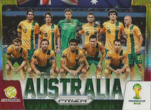 AUSTRALIA - WORLD CUP 2014 PANINI `PRIZM` - YELLOW/RED  `TEAM CARD` PRIZM CARD 3