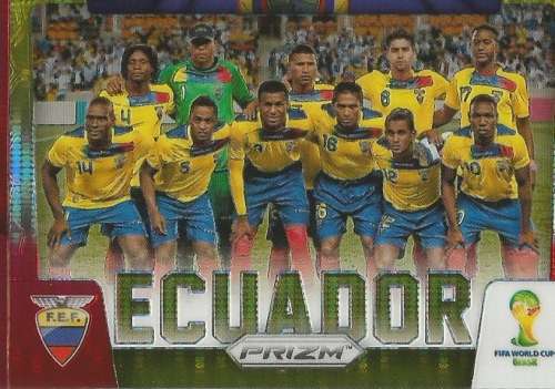 ECUADOR - WORLD CUP 2014 PANINI `PRIZM` - YELLOW/RED `TEAM CARD` PRIZM CARD 12