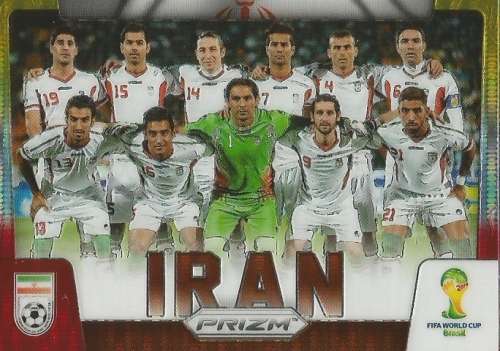 IRAN - WORLD CUP 2014 PANINI `PRIZM` - YELLOW/RED  `TEAM CARD` PRIZM CARD 21