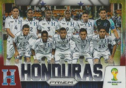 HONDURAS - WORLD CUP 2014 PANINI `PRIZM` - YELLOW/RED `TEAM CARD` PRIZM CARD 19