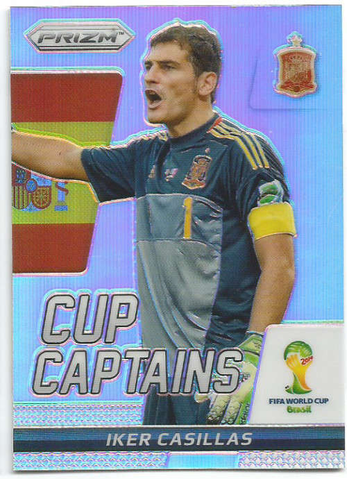 IKER CASILLAS - FIFA WORLD CUP 2014 `PRIZM PARALLEL` `CUP CAPTAIN ` TRADING CARD 14