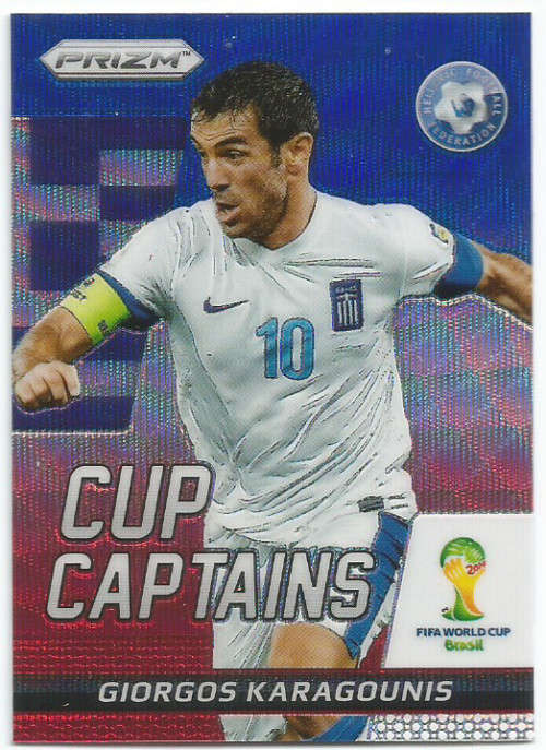 GIORGOS KARAGOUNIS - FIFA WORLD CUP 2014 `PRIZM` -  BLUE/RED WAVE `CUP CAPTAIN`  TRADING CARD 11