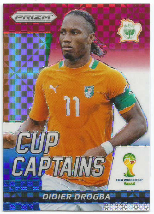 DIDIER DROGBA - FIFA WORLD CUP 2014 "PRIZM" -  RED/BLUE MIRROR "CUP CAPTAIN"  TRADING CARD 7