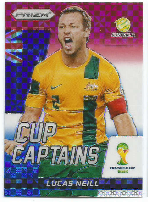 LUCAS NEILL - FIFA WORLD CUP 2014 "PRIZM" -  RED/BLUE MIRROR "CUP CAPTAIN"  TRADING CARD 19