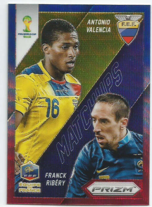 FRACK RIBBERY/VALENCIA - WORLD CUP 2014 PANINI `PRIZM` - BLUE/RED WAVE `MATCH UP`s` TRADING CARD 11