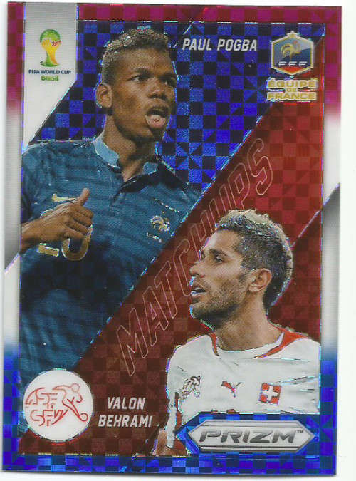 PAUL POGBA/BERHAMI - WORLD CUP 2014 PANINI `PRIZM` - RED/BLUE MOSAIC `MATCH UP`s` TRADING CARD 10
