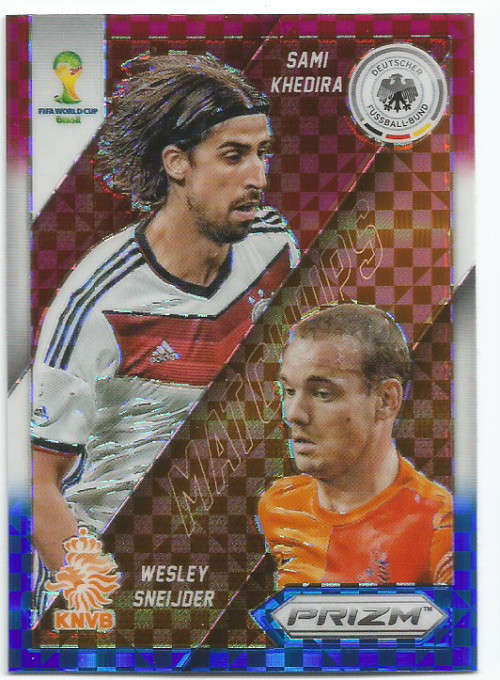 SAMY KHEDIRA/SNIDJER - WORLD CUP 2014 PANINI "PRIZM" - RED/BLUE MOSAIC "MATCH UP's" TRADING CARD 27