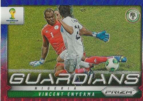 VINCENT ENYEAMA - WORLD CUP 2014 PANINI `PRIZM` - BLUE/RED WAVE `GUARDIANS` TRADING CARD 18