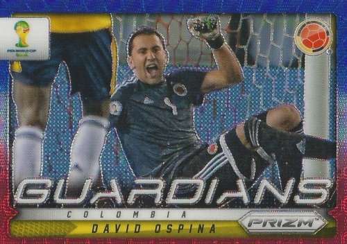 DAVID OSPINA - WORLD CUP 2014 PANINI `PRIZM` - BLUE/RED WAVE `GUARDIANS` TRADING CARD 25