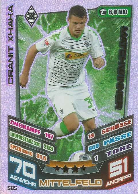 GRANIT XHAKA - MATCH ATTAX "BUNDESLIGA" 2014 - "MATCHWINNER" FOIL TRADING CARD