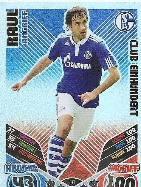 RAUL - MATCH ATTAX "BUNDESLIGA" 2012 -  "CLUB 10O"  FOIL TRADING CARD