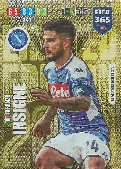 LORENZO INSIGNE - FIFA 365 2020 EDITION -  - GOLD FOIL `LIMITED EDITION` TRADING CARD