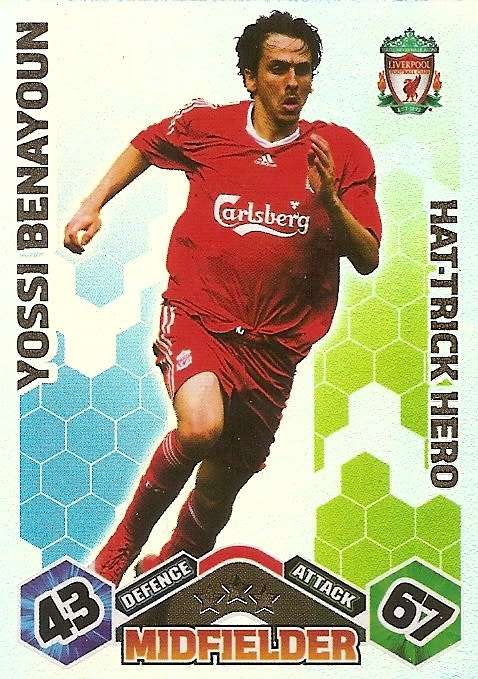 YOSSI BENAYOUN - MATCH ATTAX EXTRA 2009/10 - RARE `Hat Trick Hero` FOIL TRADING CARD