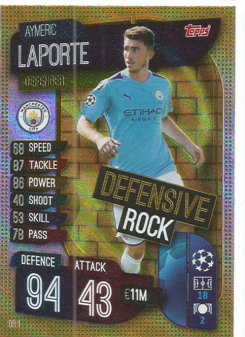 AYMERIC LAPORTE - CHAMPIONS/EUROPA LEAGUE EXTRA 2020 -  GOLD "DEFENSIVE ROCK" TRADING CARD