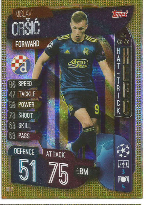 MISLAV ORSIC - CHAMPIONS/EUROPA LEAGUE EXTRA 2020 -  GOLD "Hat Trick Hero" TRADING CARD