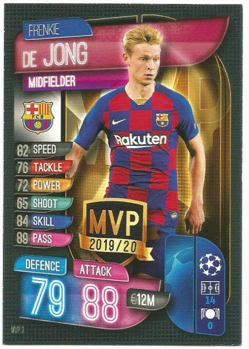 FRIEKIE DE JONG - CHAMP/EUROPA LEAGUE EXTRA 2020 -   "MVP" TRADING CARD