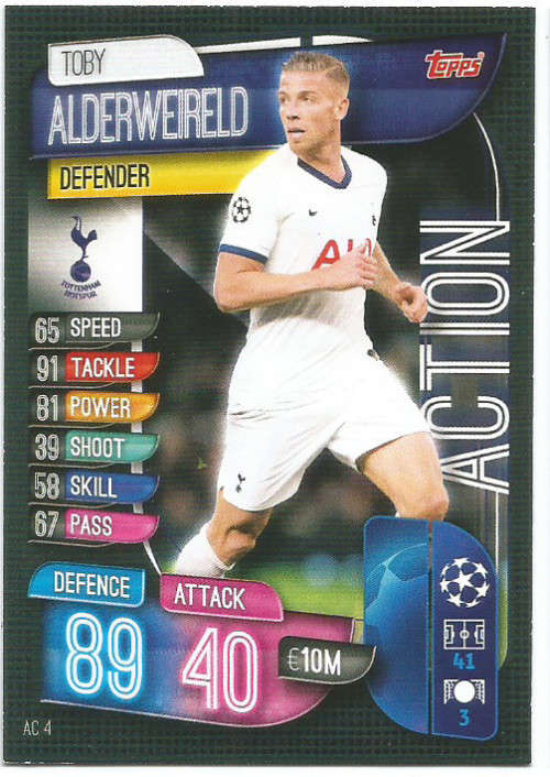 TOBY ALDERWEIRELD - CHAMP/EUROPA LEAGUE EXTRA 2020 -   "ACTION" TRADING CARD
