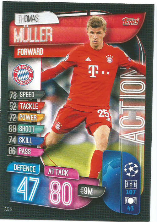 THOMAS MULLER - CHAMP/EUROPA LEAGUE EXTRA 2020 -   "ACTION" TRADING CARD