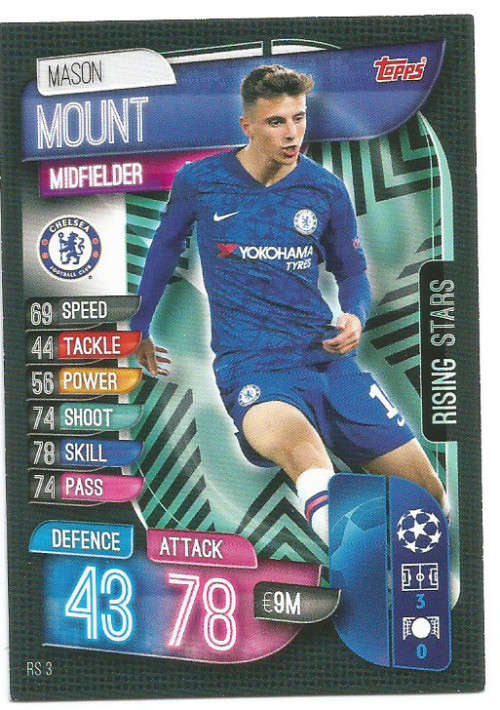 MASON MOUNT - CHAMP/EUROPA LEAGUE EXTRA 2020 -   "RISING STAR" TRADING CARD