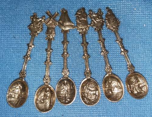 SPOONS - RARE SET of 6 "DUTCH MINIATURE SOUV. SPOONS" - COLLECTORS ITEM