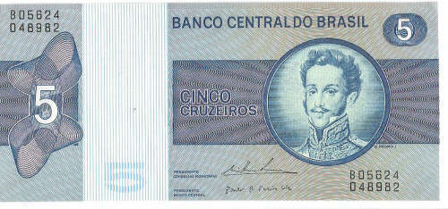 BRAZIL RESERVE BANK - 5 CRUZEIROS BANK NOTE - EF CONDITION