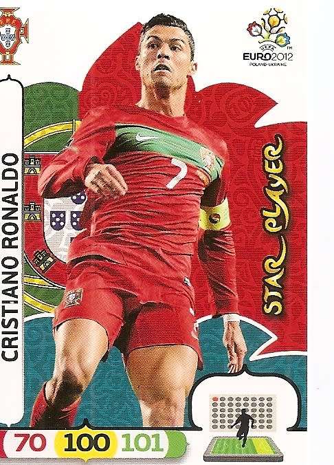 CRISTIANO RONALDO - PANINI  UEFA EURO 2012 COLLECTION -  `STAR PLAYER` TRADING CARD