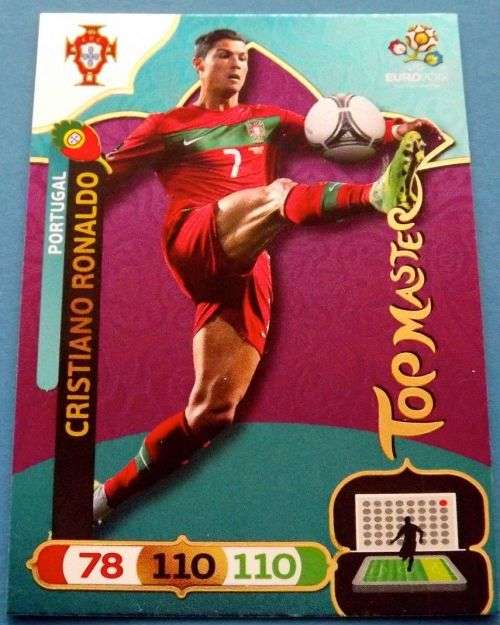 CRISTIANO RONALDO - PANINI UEFA `EURO 2012 COLLECTION` - RARE GOLD FOIL `TOP MASTER` TRADING CARD