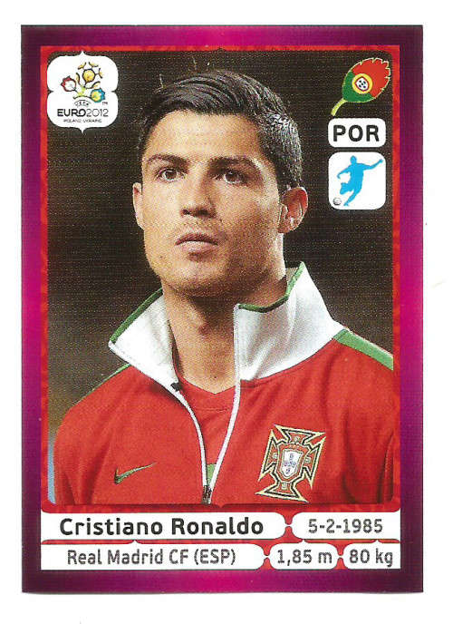 CRISTIANO RONALDO - PANINI UEFA `EURO 2012` STICKER COLLECTION - `BASE` PURPLE STICKER 277