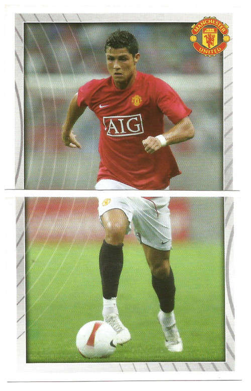 CRISTIANO RONALDO - PANINI MANCHESTER UNITED 2008" - SET of 2 "ACTION" STICKERS 58&59