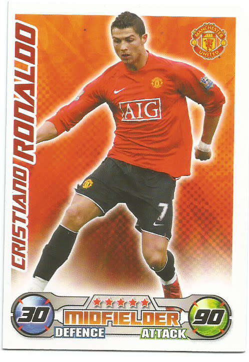 CRISTIANO RONALDO - TOPPS "MATCH ATTAX PREMIER LEAGUE" 2008/2009 - BASE TRADING CARD