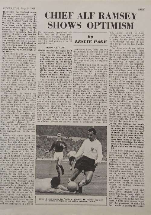 SOCCER STAR MAGAZINE `21st May 1965` ISSUE - IN FAIR CONDITION