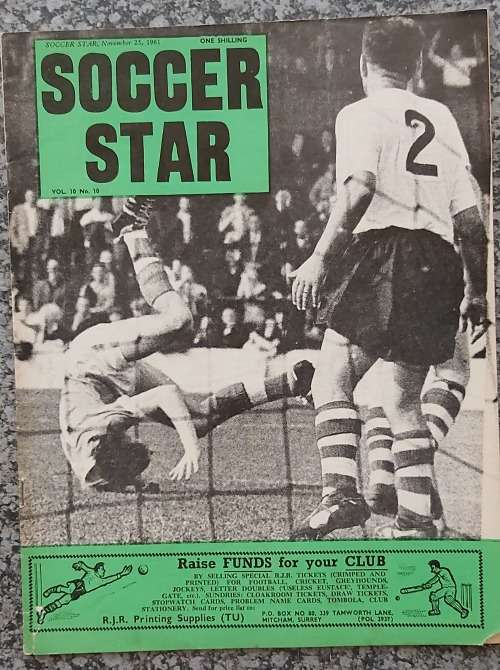 SOCCER STAR MAGAZINE `25th November 1961` ISSUE - IN FAIR CONDITION