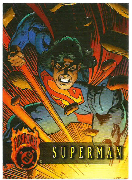 SUPERMAN - MARVEL DC "FIREPOWER" 1996 EMBOSSED TRADING CARD 1