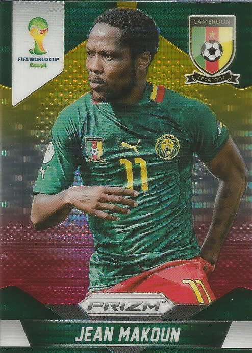 JEAN MAKOUN  - WORLD CUP 2014 PANINI "PRIZM" - "YELLOW/RED PULSAR" TRADING CARD 39