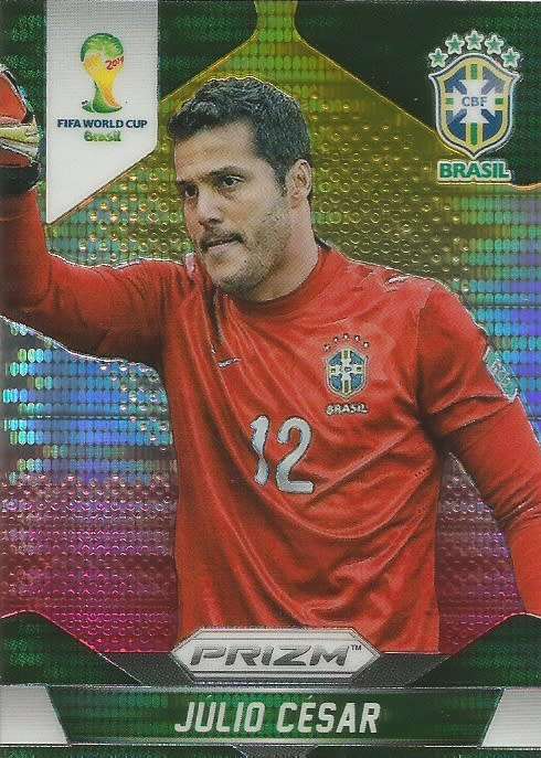 JULIO CESAR  - WORLD CUP 2014 PANINI "PRIZM" - "YELLOW/RED PULSAR" TRADING CARD 104