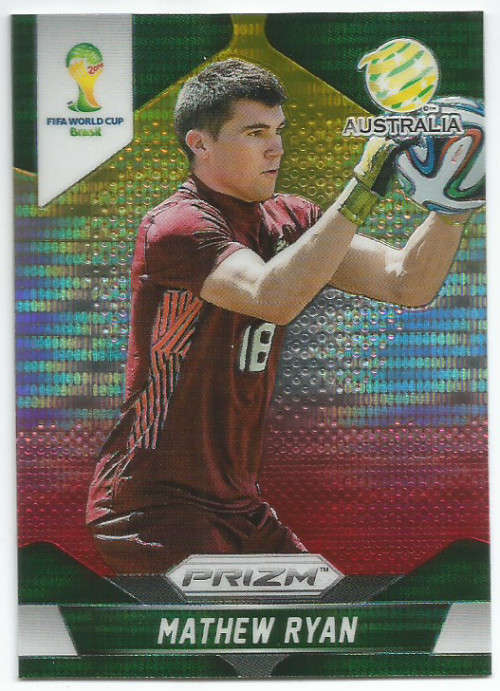 MATHEW RYAN  - WORLD CUP 2014 PANINI "PRIZM" - "YELLOW/RED PULSAR" TRADING CARD 14